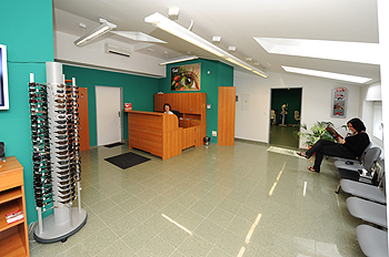 Čekárna oční kliniky v Českých Budějovicích